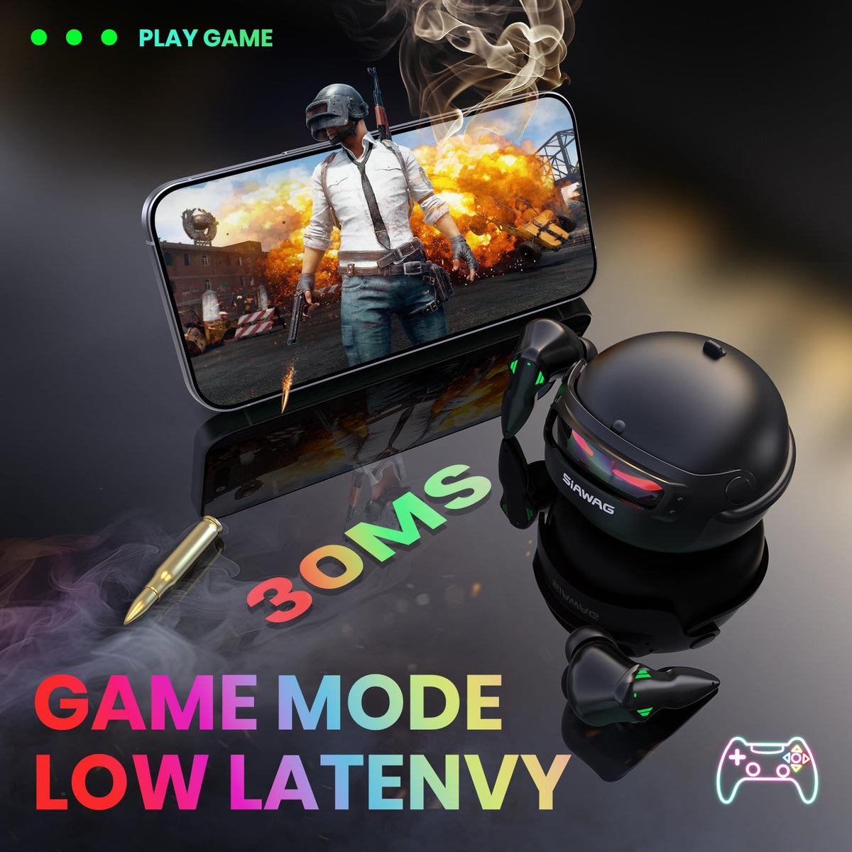 SIAWAG earbuds low-latency mode reduces gaming delay