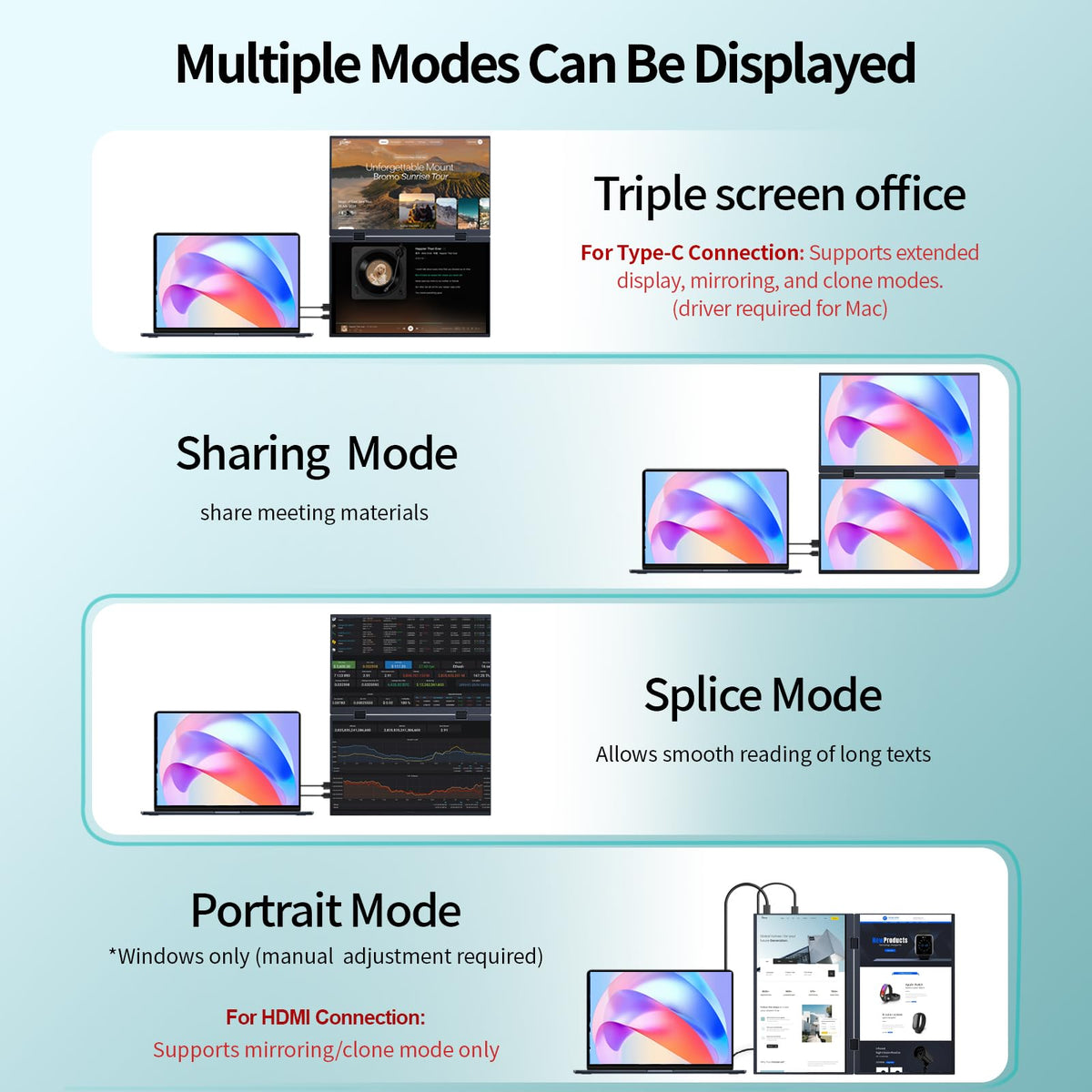 Sibolan dual-monitor extended display on the go enhances multi-tasking.