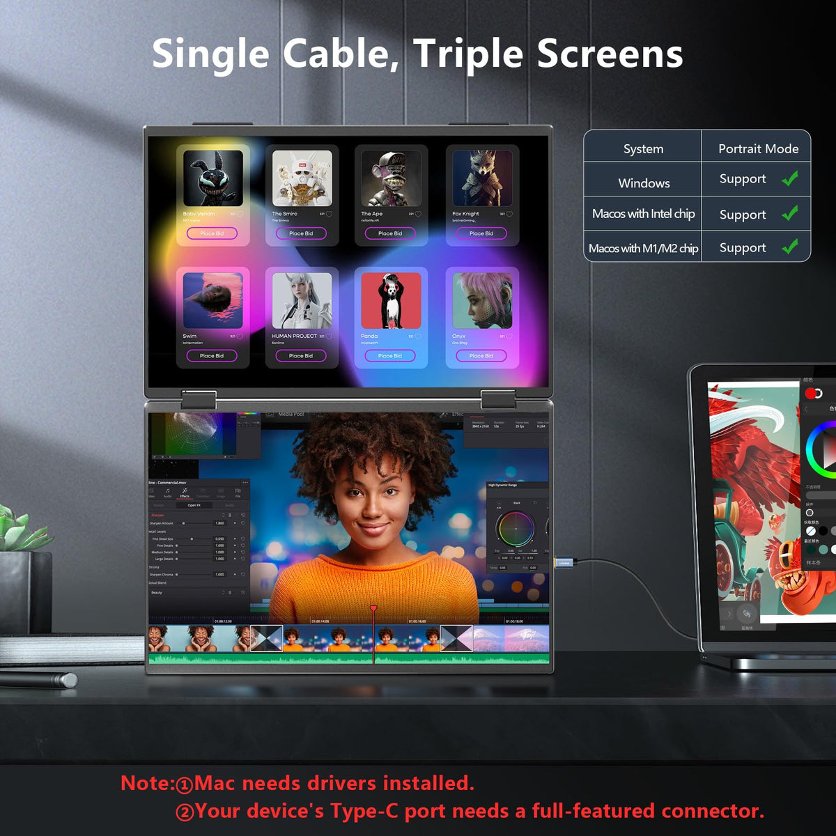 Sibolan IPS panels offer 178° viewing angles for group collaboration.
