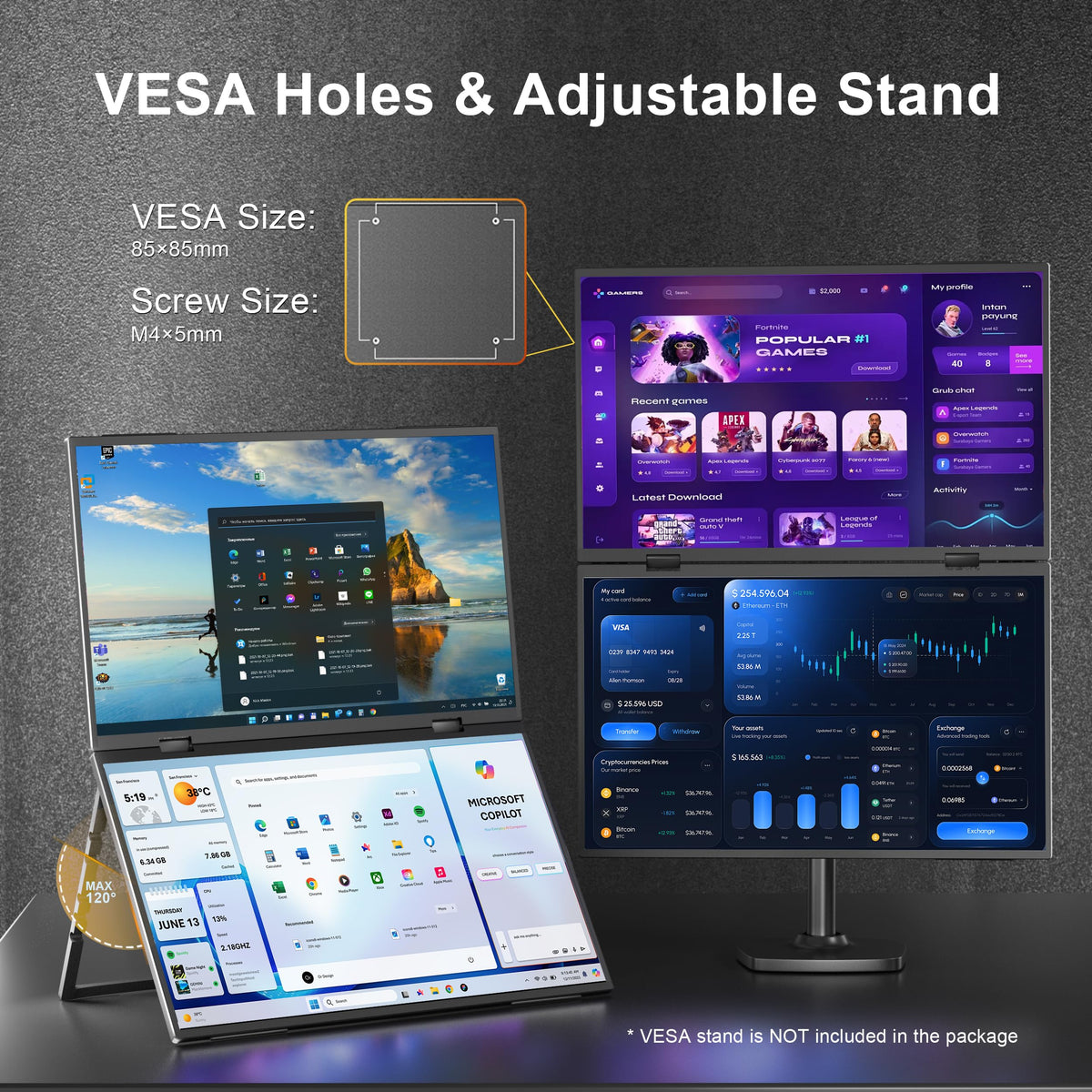 Sibolan monitor supports 0–330° rotation for flexible screen positioning.