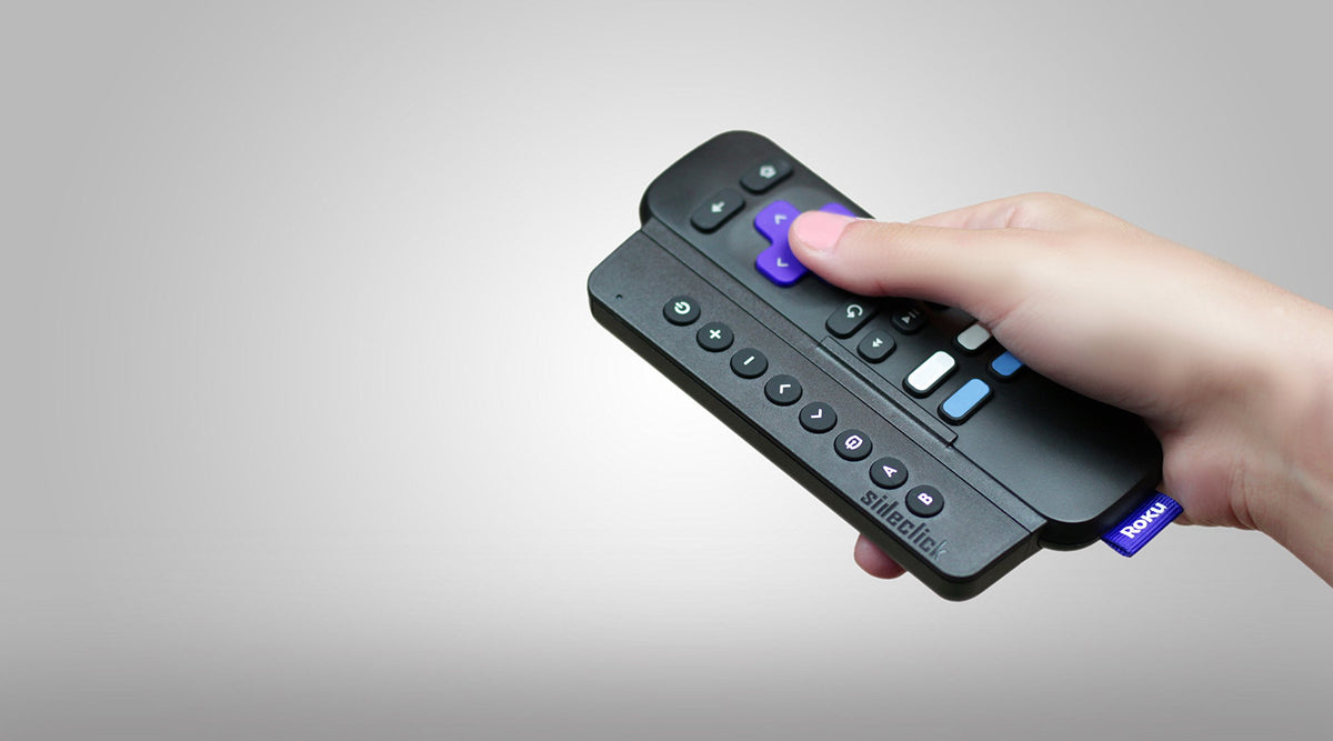 Sideclick covers the headphone jack on compatible Roku remotes.