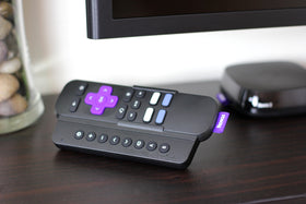 Sideclick plug-and-play setup attaches quickly to the Roku remote.