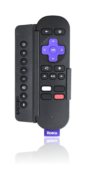 Sideclick Roku attachment—back view with slim profile for quick setup.