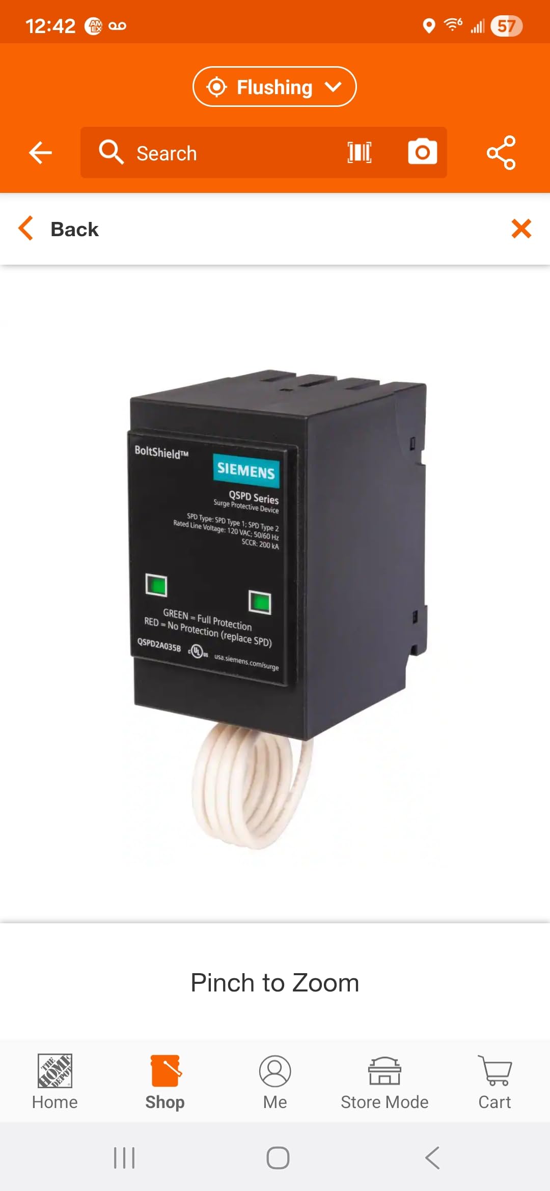 Siemens QSPD2A035B bus connection showing quick installation into load center