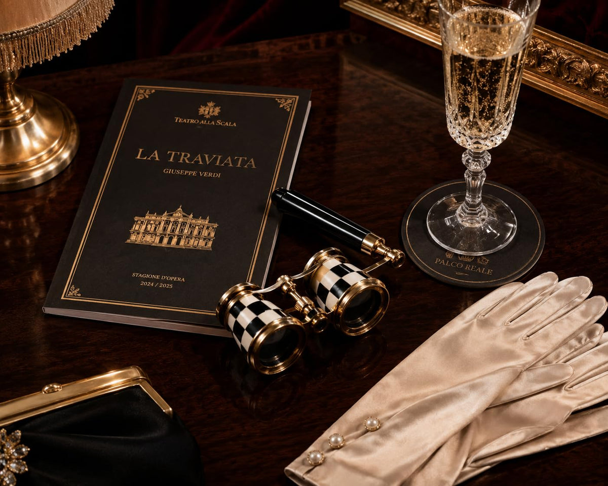 SIFAAT WORLD opera glasses styled with formal attire demonstrating aesthetic match and elegance benefit