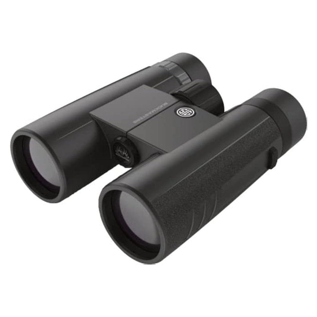 Sig Sauer Buckmasters binoculars front view highlighting rugged exterior for field use.