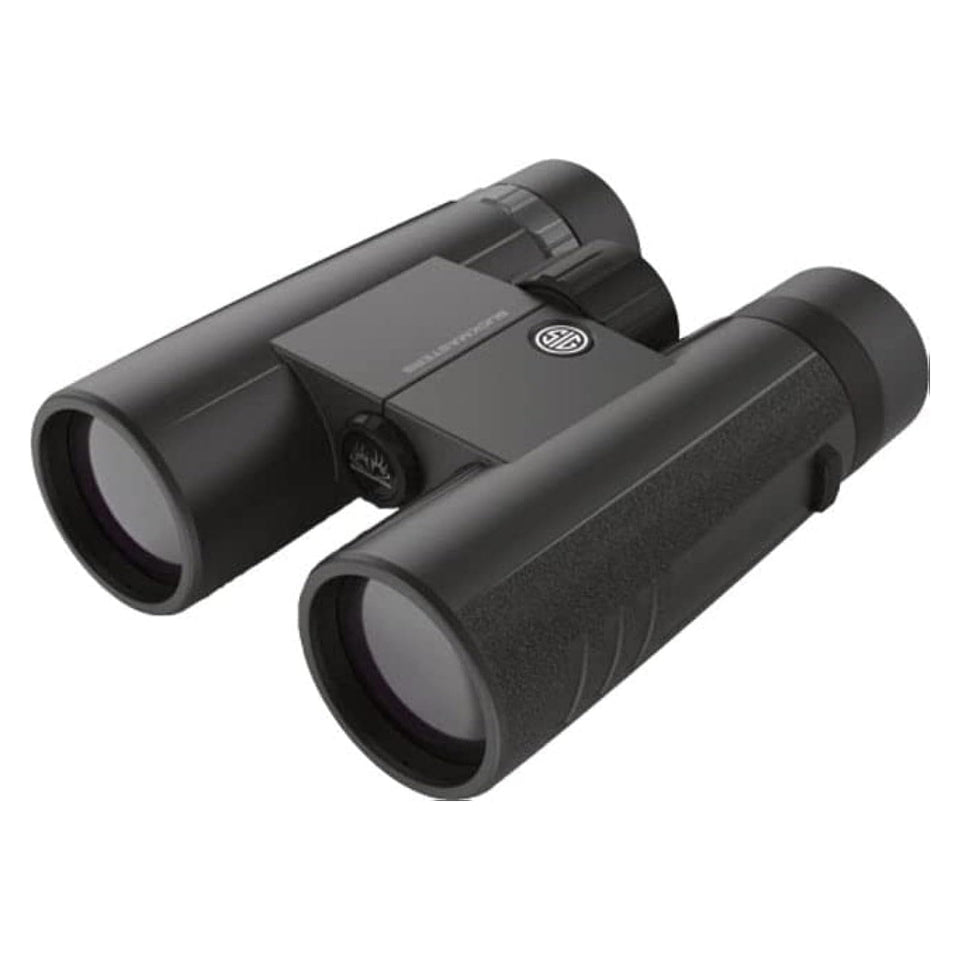 Sig Sauer Buckmasters binoculars front view highlighting rugged exterior for field use.