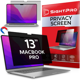 SightPro front-facing filter on MacBook Pro showing clear center view
