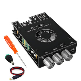 Sigllr Bluetooth 5.1 amplifier board front view shows dual-channel layout for DIY speakers