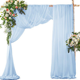 SiinvdaBZX 2-panel arch draping fabric in light blue for elegant arch decoration and reuse