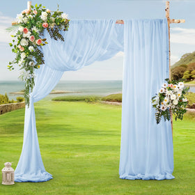 SiinvdaBZX light blue sheer chiffon fabric adds soft color to outdoor ceremonies