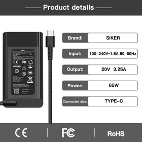 SiKER USB-C charger suitable for Chromebooks and USB-C devices