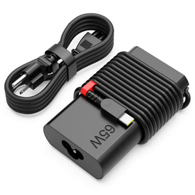 SiKER 65W USB-C laptop charger, close-up on plug, supports fast charging for Lenovo ThinkPad.
