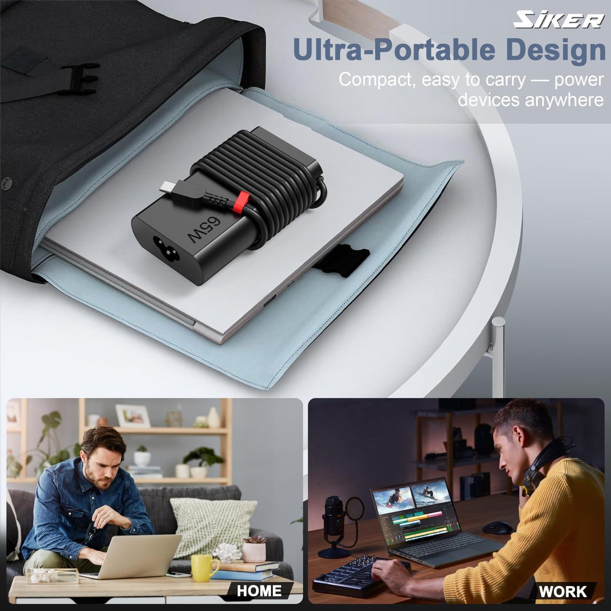 SiKER 6ft AC power cord included, product shot, convenient long reach.