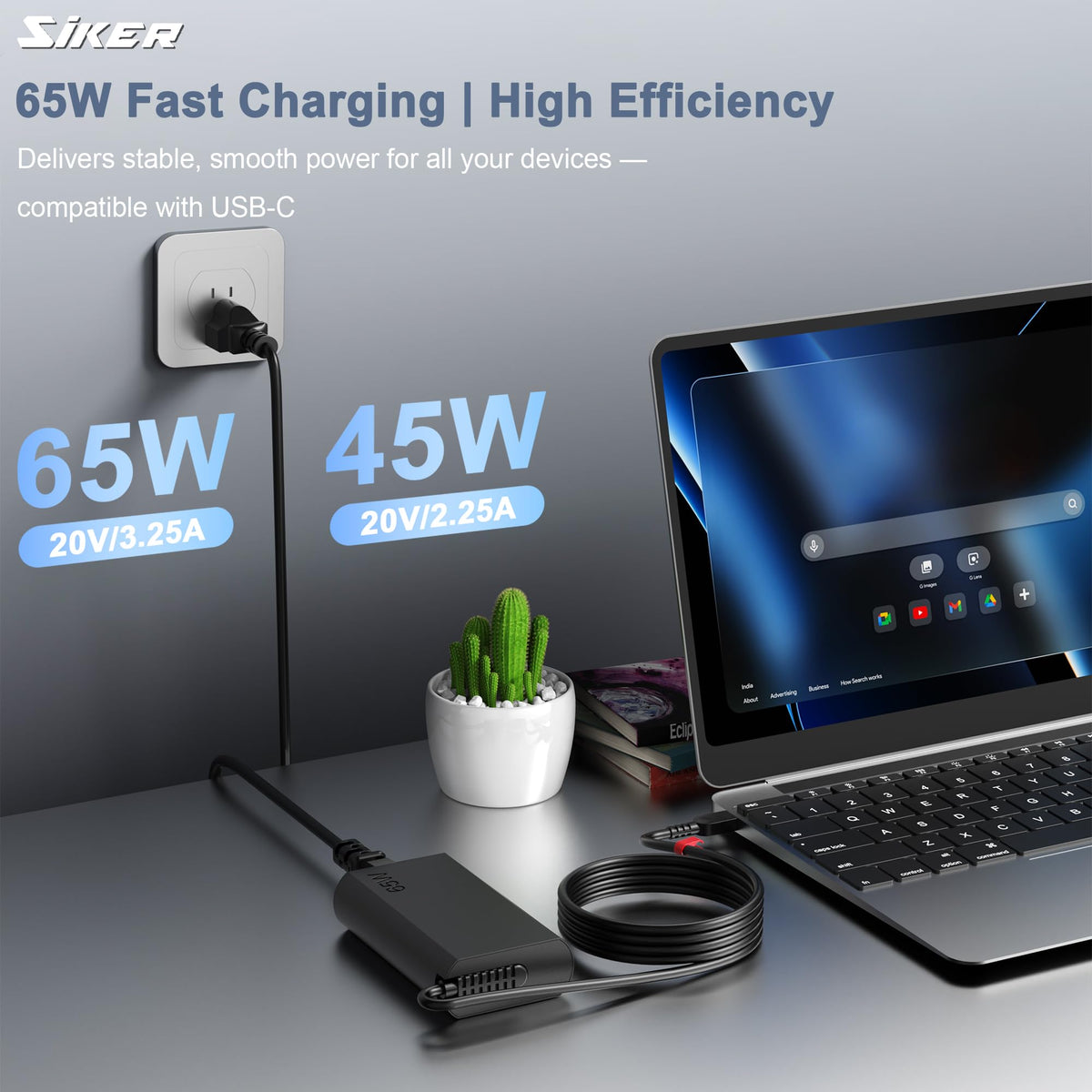 SiKER X1 Carbon Gen 6-12 charger, close-up, compact design for travel efficiency.