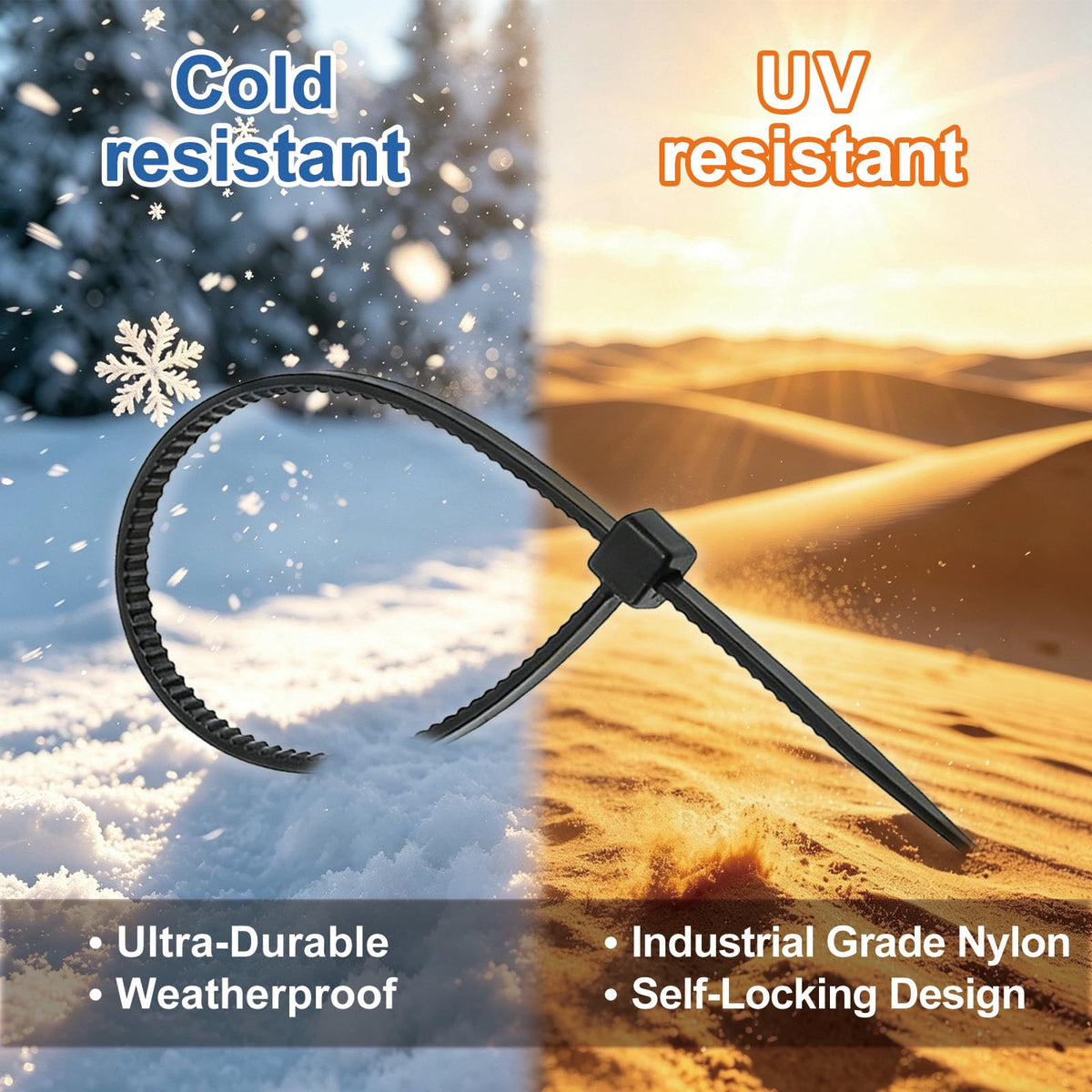 SiKuLin UV-resistant nylon zip ties for outdoor durability.