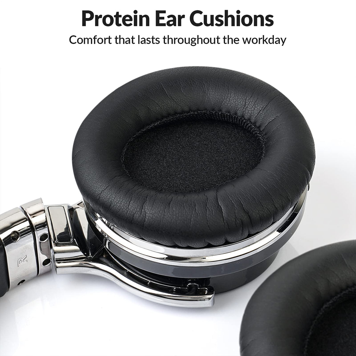 Silensys E7 protein earpad texture emphasizing softness for long wear
