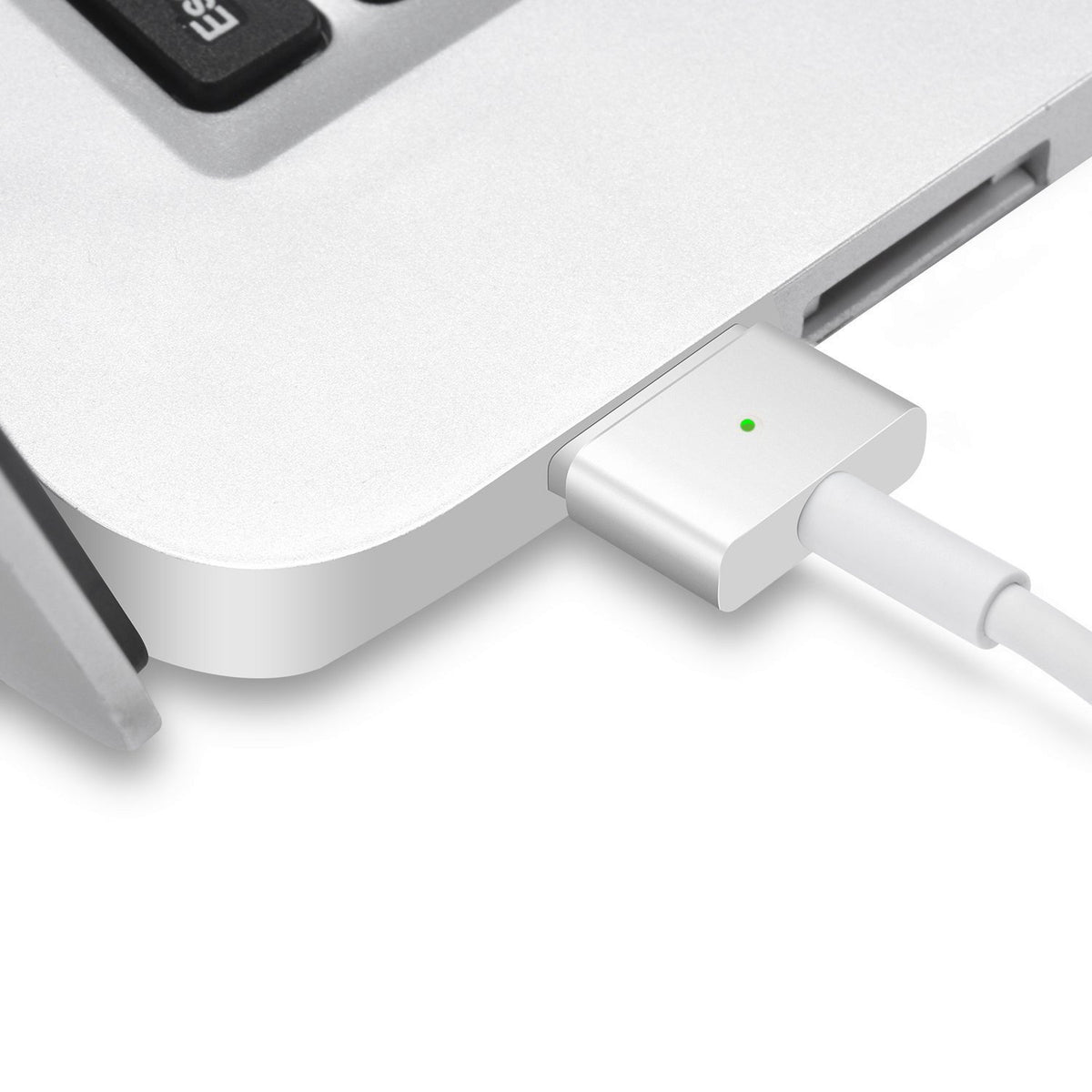 SiliconV 85W MacBook charger on desk setup for reliable power.