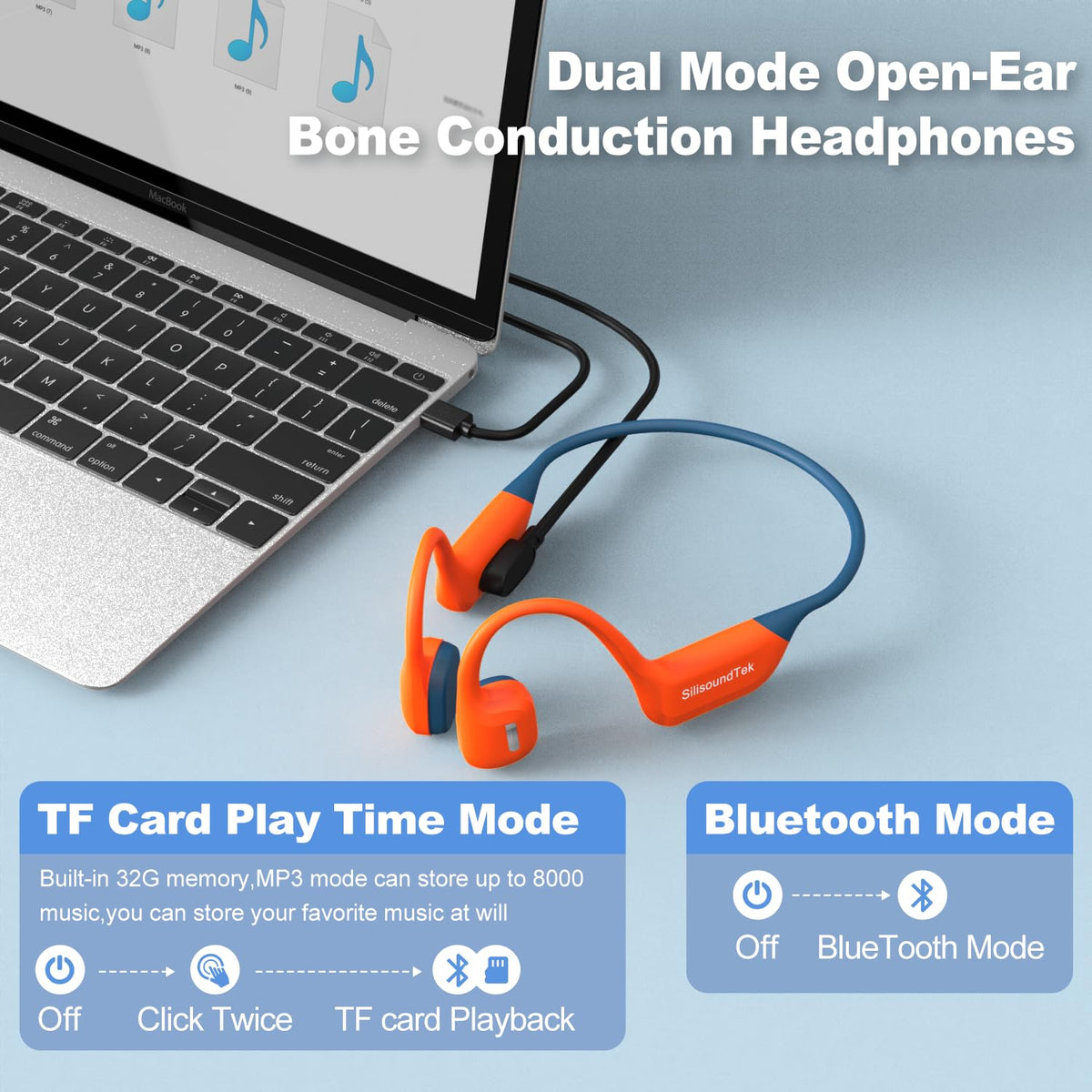SilisoundTek open-ear headset ideal for running, hiking, and outdoor activities.