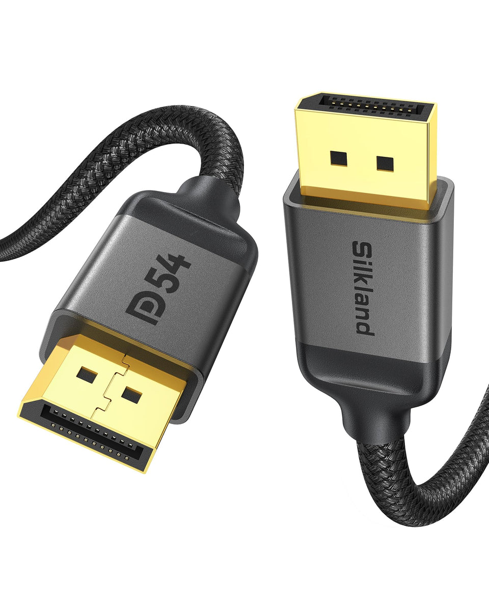 Silkland 16K DisplayPort 2.1 cable showing long 25ft length for high-end rigs