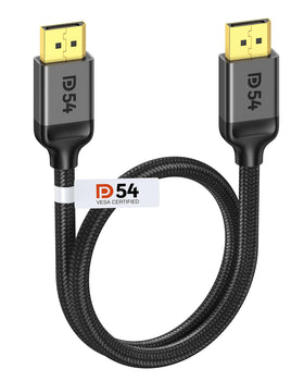 Silkland DP2.1 cable closeup shows sturdy connector for stable high-resolution signal