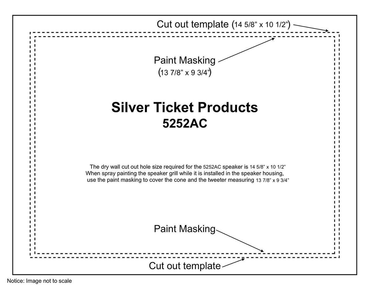 Cutout template included with Silver Ticket 5252AC for accurate ceiling holes.