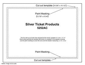 Cutout template included with Silver Ticket 5252AC for accurate ceiling holes.