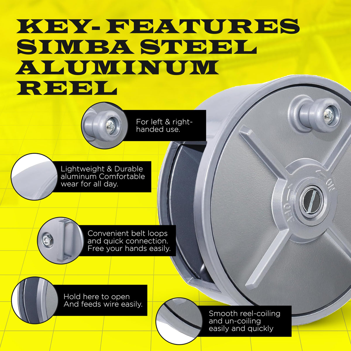SIMBA STEEL ambidextrous design supports left and right handed use