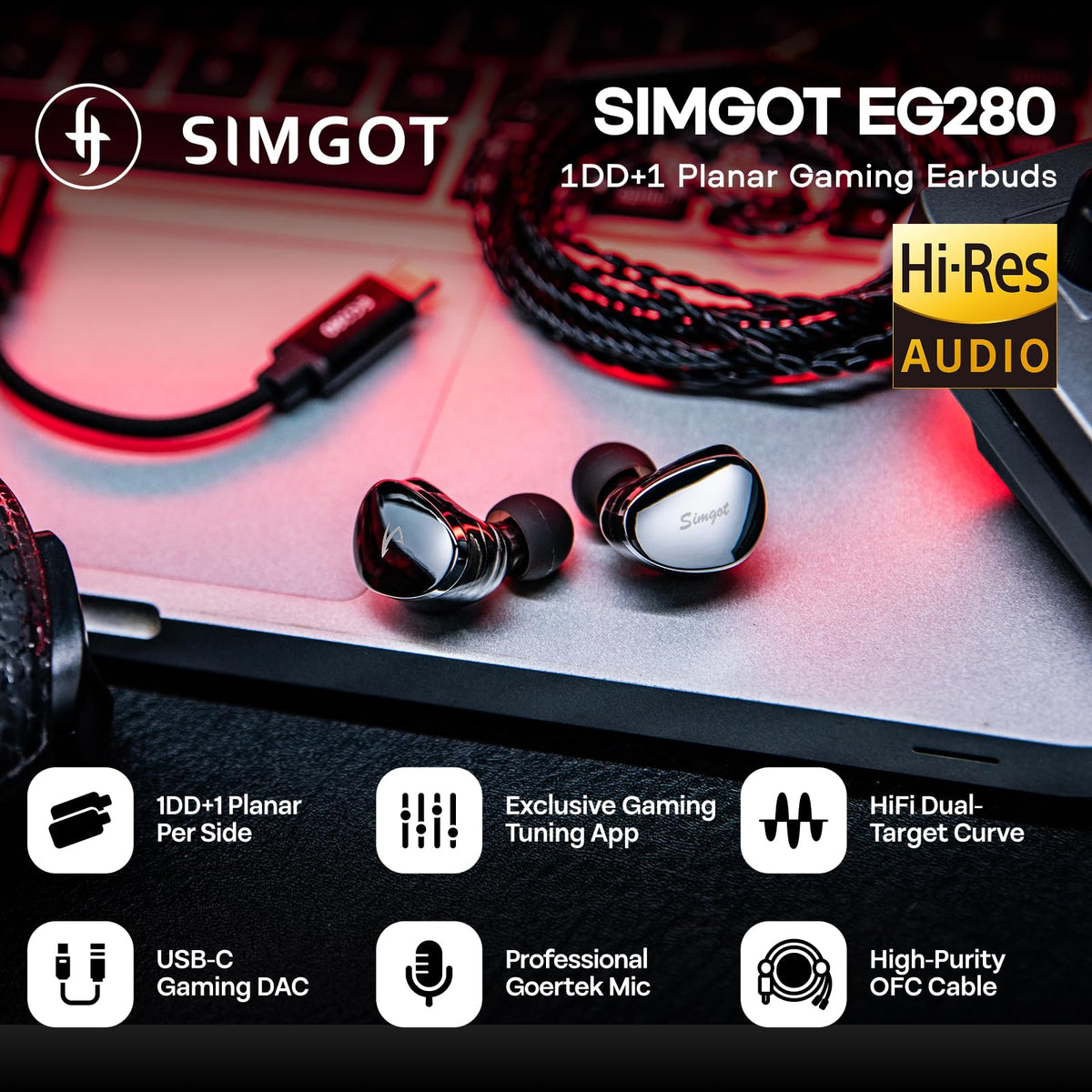 SIMGOT EG280 left planar-driver ensures airy highs and clarity