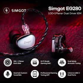 HIFIXAUDIO SIMGOT EG280 side profile emphasizes ergonomic fit and cable flexibility.
