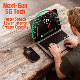 SIMO Solis Pro 5G hotspot touchscreen enables on‑device setup and data management.