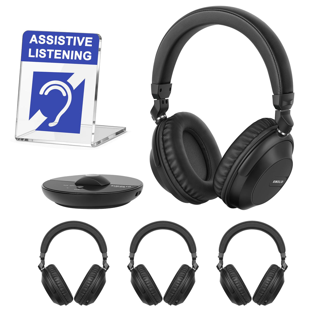 SIMOLIO Bluetooth headphones pairing for seamless multi-user viewing.