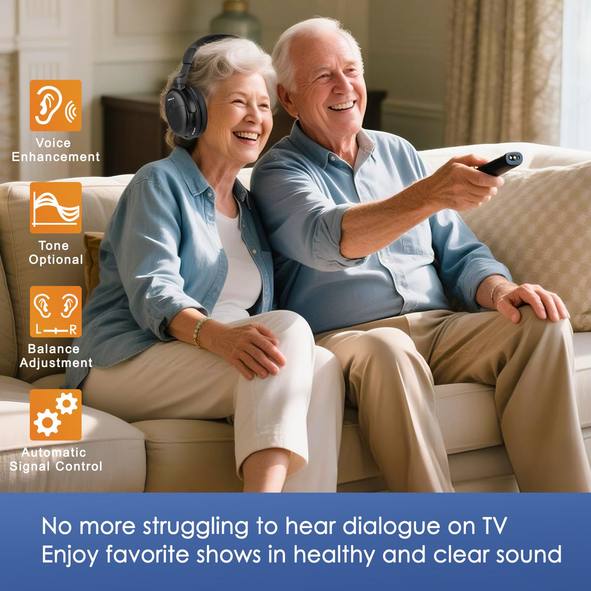SIMOLIO bypass mode headphones sync with your TV for family viewing