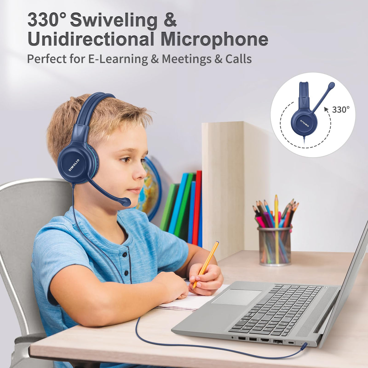 SIMOLIO closeup of flexible boom microphone for clearer voice pickup