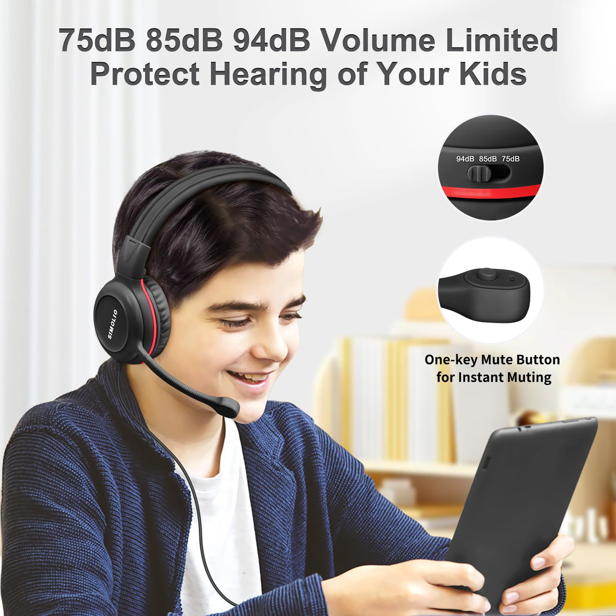 SIMOLIO plush ear cushion detail for hours of comfortable listening