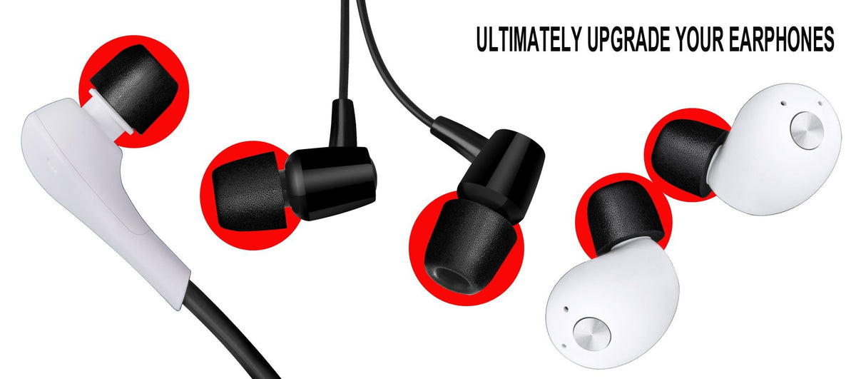 SIMOLIO eartip closeup highlights memory foam seal and fit for better sound.