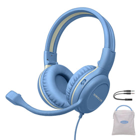 SIMOLIO front view headset with mic showing wearable design and easy controls