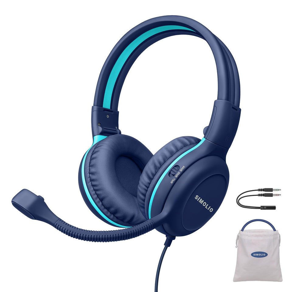SIMOLIO front view showing headset and packaging, clear product benefit
