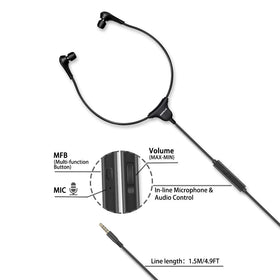 SIMOLIO headset with built-in mic and inline controls for hands-free calls