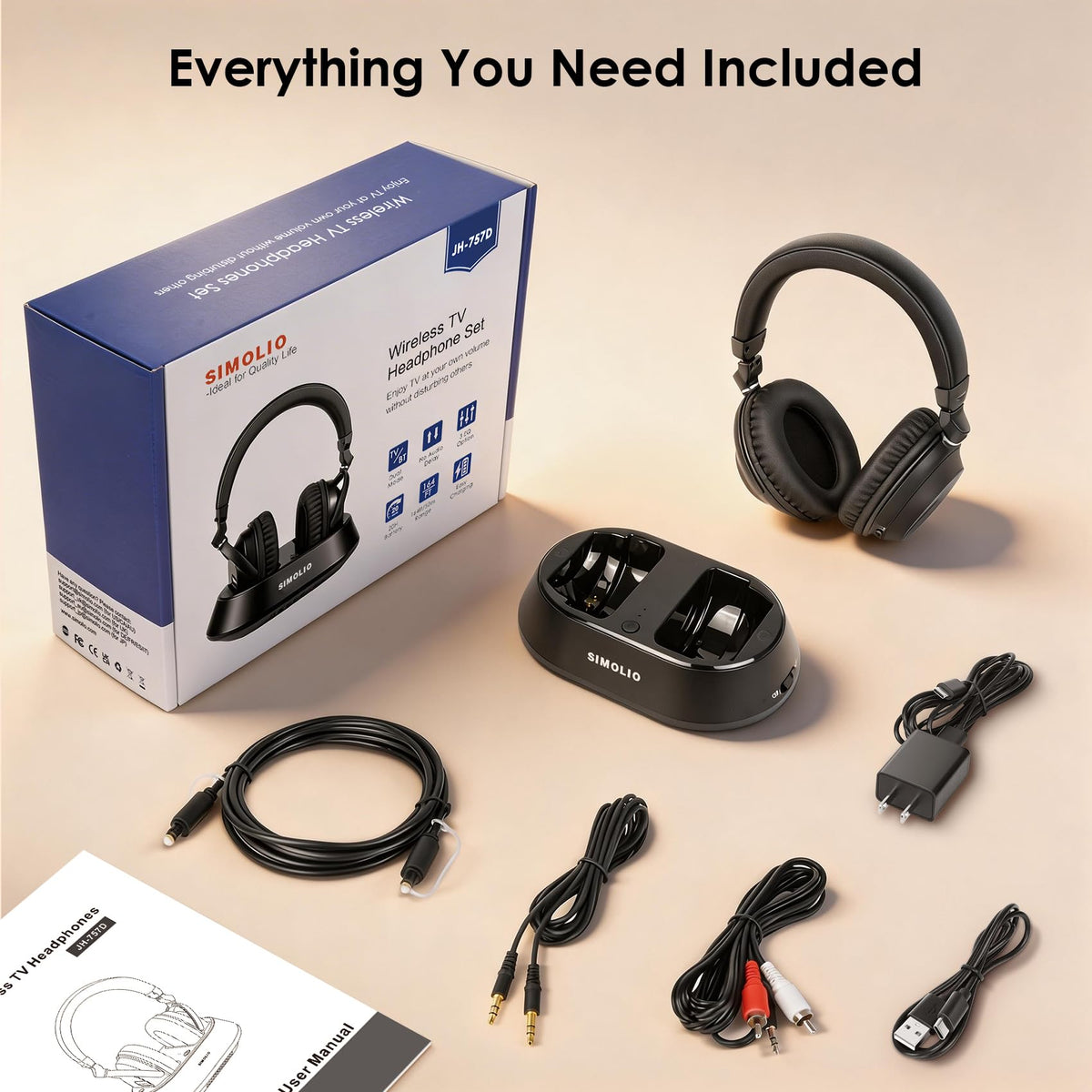 SIMOLIO JH-757D charging dock maintains charge for 20h listening