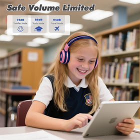 SIMOLIO Kids Headphones in 85dB everyday mode for study and home activities