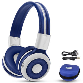 SIMOLIO Kids headphones folded in compact travel case for easy storage.
