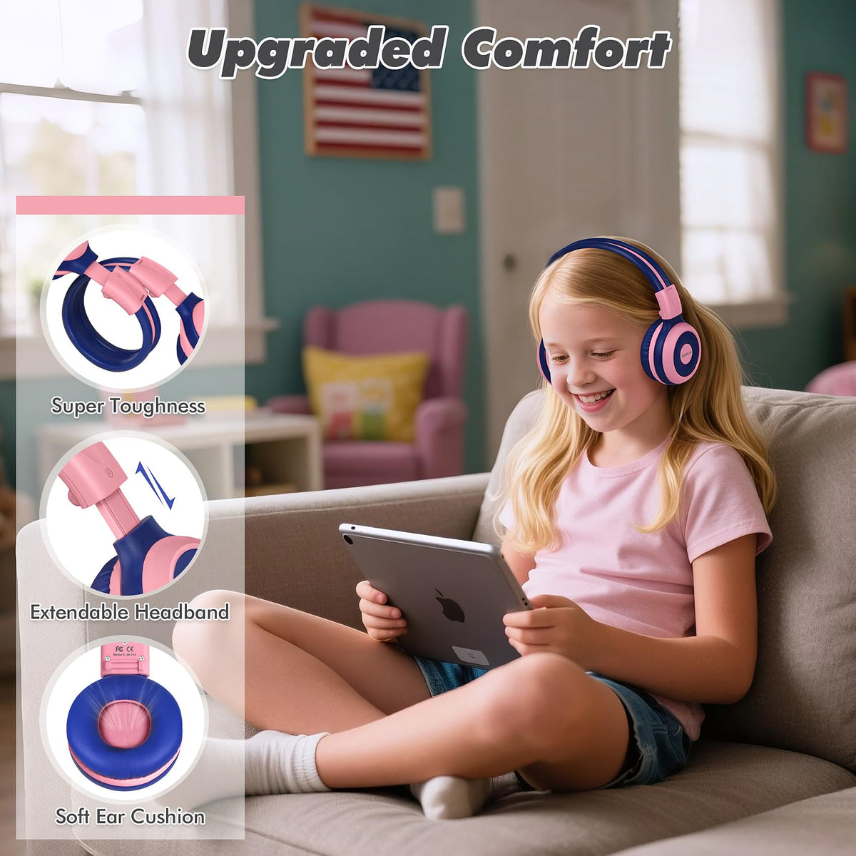 SIMOLIO Kids Headphones reinforced durability for active children