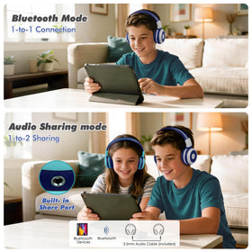 SIMOLIO Kids headphones share port for two listeners without a splitter