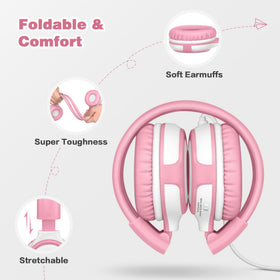 SIMOLIO folded headphones inside included carry pouch for travel convenience
