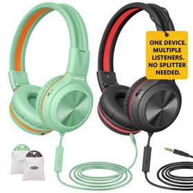 SIMOLIO Manyshare 2-pack headphones with share port for easy shared listening on the go.