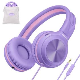 SIMOLIO Manyshare Series kids purple headphones folded for compact storage