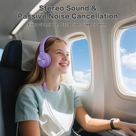 SIMOLIO Manyshare Series purple headphones with passive noise isolation for focused listening