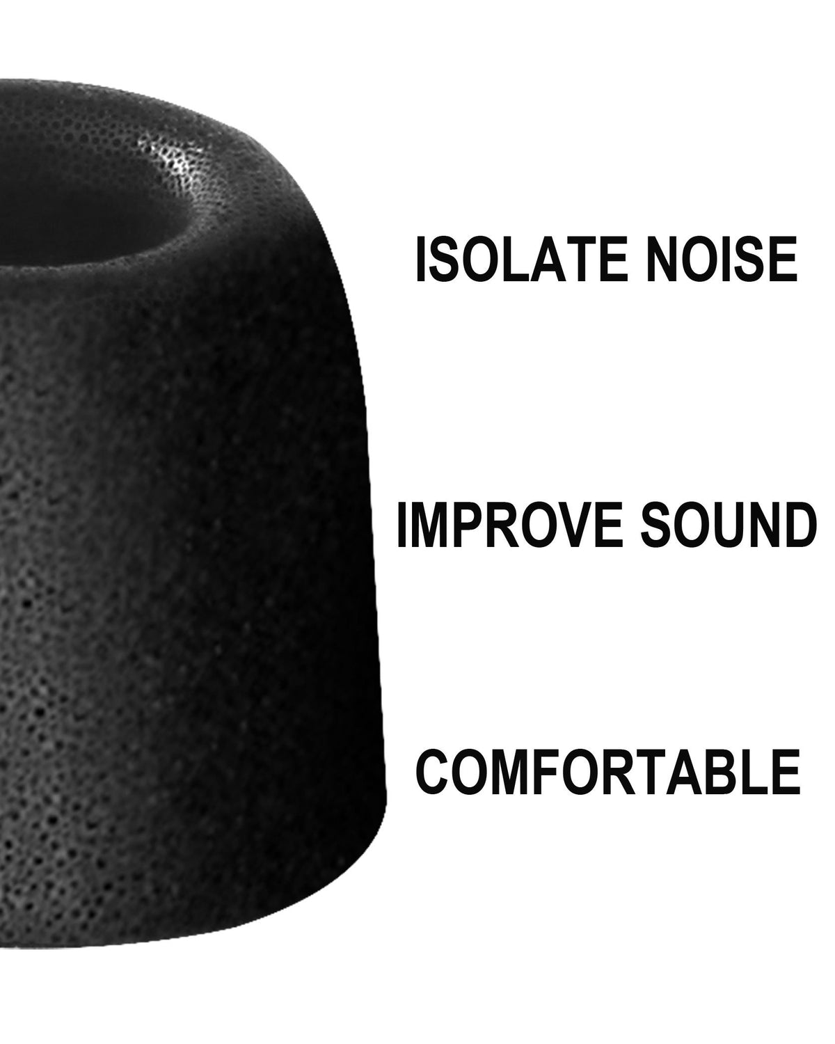 SIMOLIO ear tips offer memory foam isolation for quieter listening sessions.