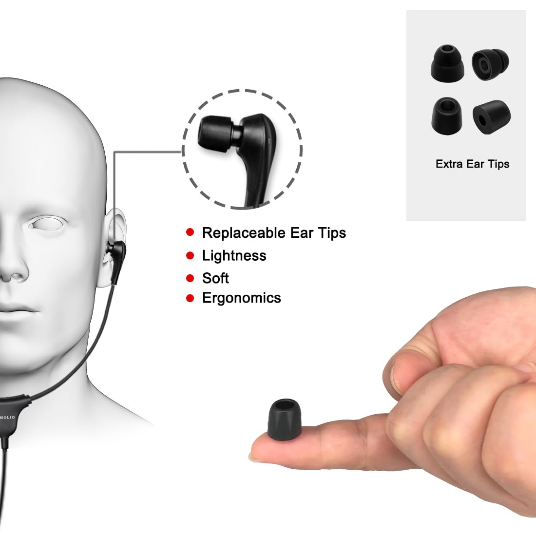 SIMOLIO stereo headset twin-speaker for clear voice reproduction